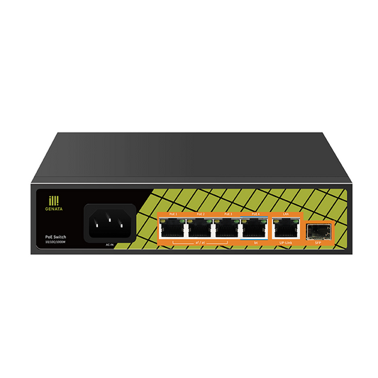 GENATA 4 Port Gigabit PoE 1 Gbps RJ45 1 SFP Switch