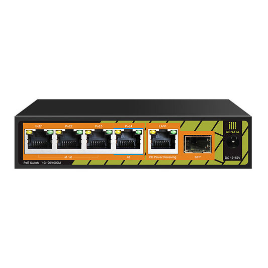GENATA 4 Port Gigabit PoE Extender 1 Gbps RJ45 1 SFP (No PSU)