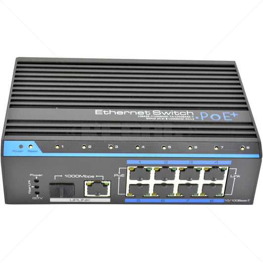 UTEPO 8 Port 10100 PoE Industrial 1 Gbps RJ45 1 SFP Switch